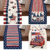 1PC Rectangle Linen Blend Striped Table Runners; Encryption Linen Home Decoration Independence Day Atmosphere Waterproof Table Runner; 72"*13"; P