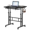 24Inch Manual Height Adjustable Split Top Standing Desk on Wheels - Sit-Stand Workstation with Rolling Base