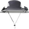 Solar Fan Hat Rechargeable 2Detachable Solar Fans,Water-Repellent Wide Brim Bucket Hat, Outdoor Camping Hiking Golf Sun Hat