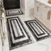 Three-piece kitchen rug set, non-slip and washable, abstract pattern kitchen hallway rug, soft and comfortable, suitable for sinks, floors, entra