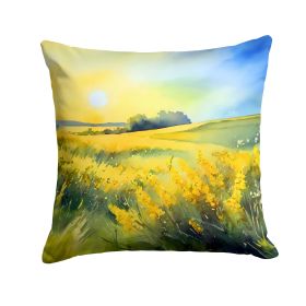 Nebraska Goldenrod in Watercolor Throw Pillow Machine Washable, Indoor Outdoor Decorative Pillow for Couch, Bed or Patio, 14Hx14W (Default: Default)