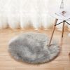 1pc Fluffy Imitation Wool Round Area Rug, Suede Fleece Bottom Long Imitation Wool Rug, Acrylic 80% Polyester 20%, 2.36inch Long Wool