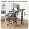 24Inch Manual Height Adjustable Split Top Standing Desk on Wheels - Sit-Stand Workstation with Rolling Base