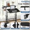 24Inch Manual Height Adjustable Split Top Standing Desk on Wheels - Sit-Stand Workstation with Rolling Base