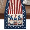 1PC Rectangle Linen Blend Striped Table Runners; Encryption Linen Home Decoration Independence Day Atmosphere Waterproof Table Runner; 72"*13"; P