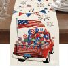 1PC Rectangle Linen Blend Striped Table Runners; Encryption Linen Home Decoration Independence Day Atmosphere Waterproof Table Runner; 72"*13"; P